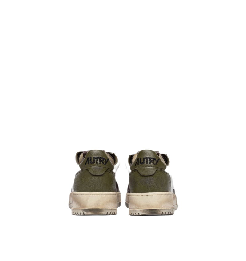 AUTRY - Sneakers basse Medalist Vintage in pelle bianco/marrone/cachi